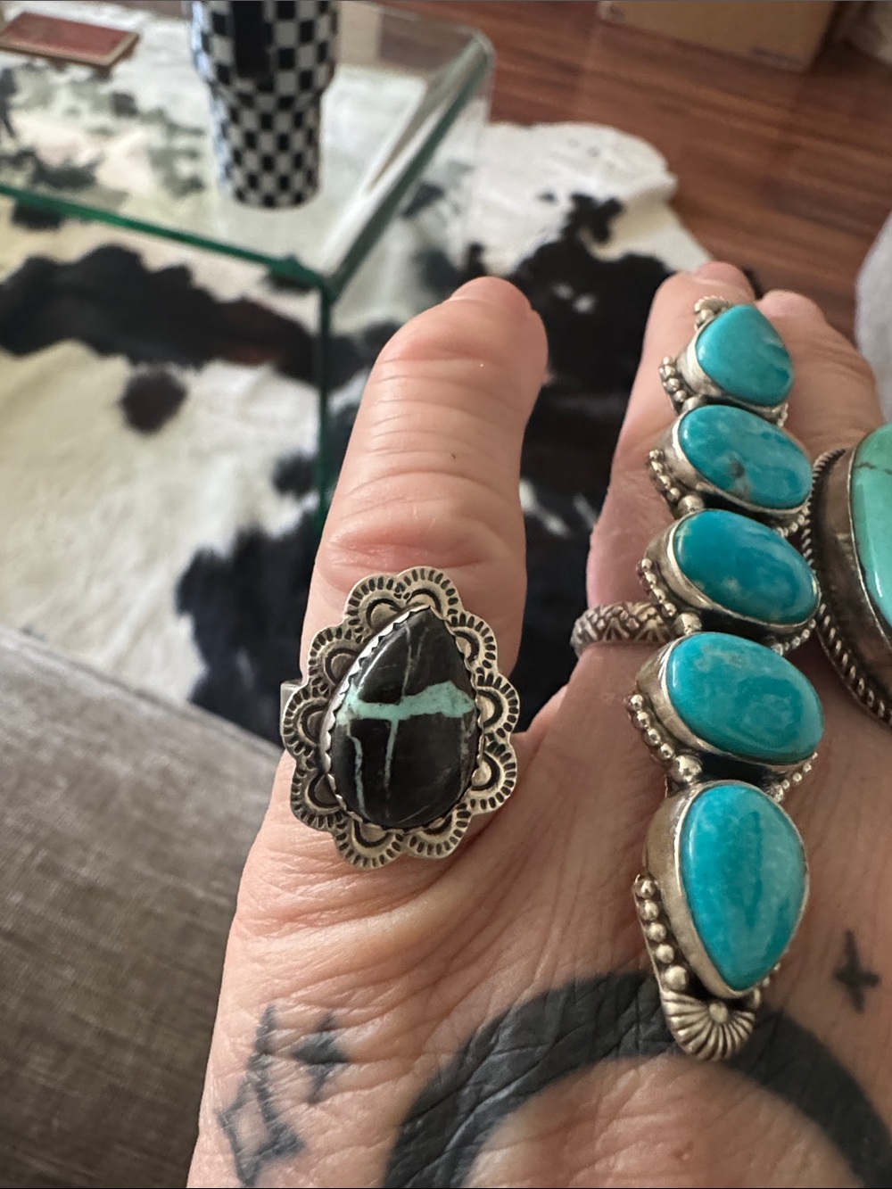 Sterling Silver blackjackTurquoise Statement Ring - 925 silver